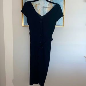 Black midlength express dress.